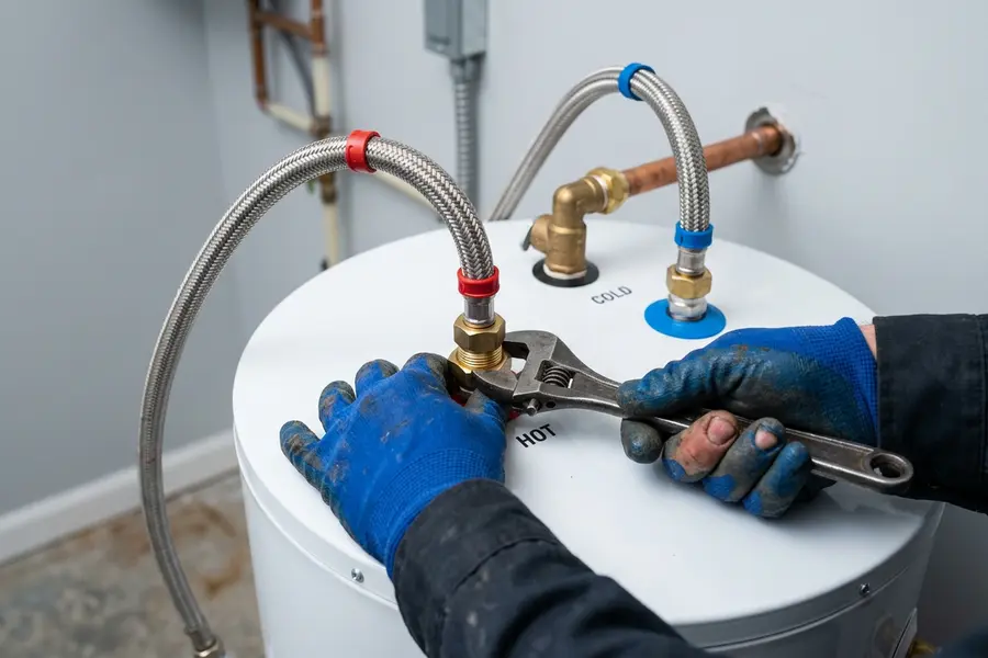 Water Heater Jockey technician installing a new water heater in Hagaman